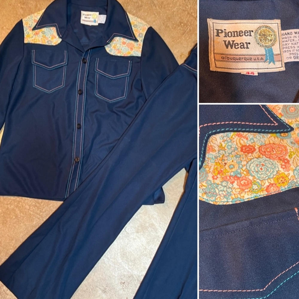 Rare Vintage Western Shirt and Pants Set - Navy pioneer wear western pants